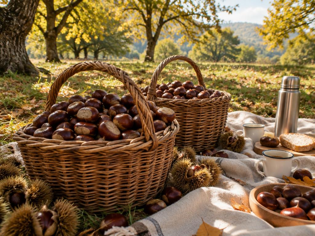 La raccolta delle castagne